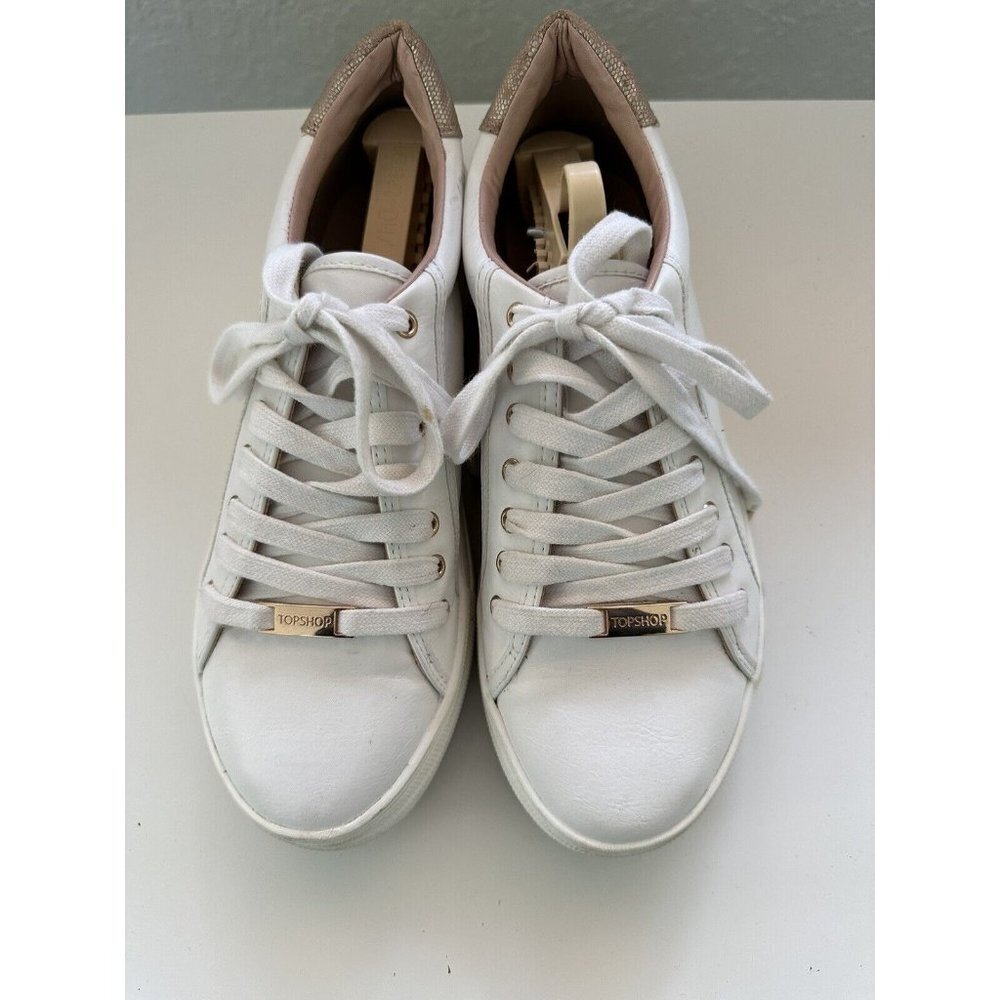 Topshop Size 6/3Womens White Faux Leather Casual Walking lace-Up Shoes 42C21LWHT
